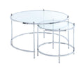 Convenience Concepts Royal Crest Nesting Round Coffee Table, Clear Glass / Chrome Frame