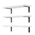 DOLLFIO Floating Shelves, 3 Sets Wall Shelves, Wooden Floating Shelves for Wall D  cor, Wall Mounted Floating Bathroom Shelf for