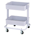 Ecr4Kids 2-Tier Metal Rolling Utility Cart - Under Desk Office Storage, Multipurpose Mobile Organizer, White