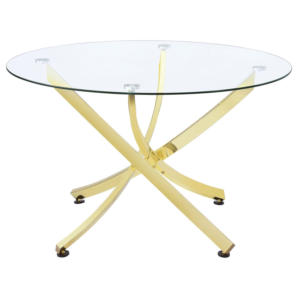Coaster Home Furnishings Beckham Round Dining Table Brass And Clear