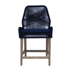 Coaster Nakia 25.5" Woven Rope & Wood Counter Stools in Dark Navy