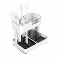 Philocaly Enterprise Plastic Bathroom Toothbrush Toothpaste Holder Stand Storage Organizer with Cup, Off White (1 Cup Toothbrush
