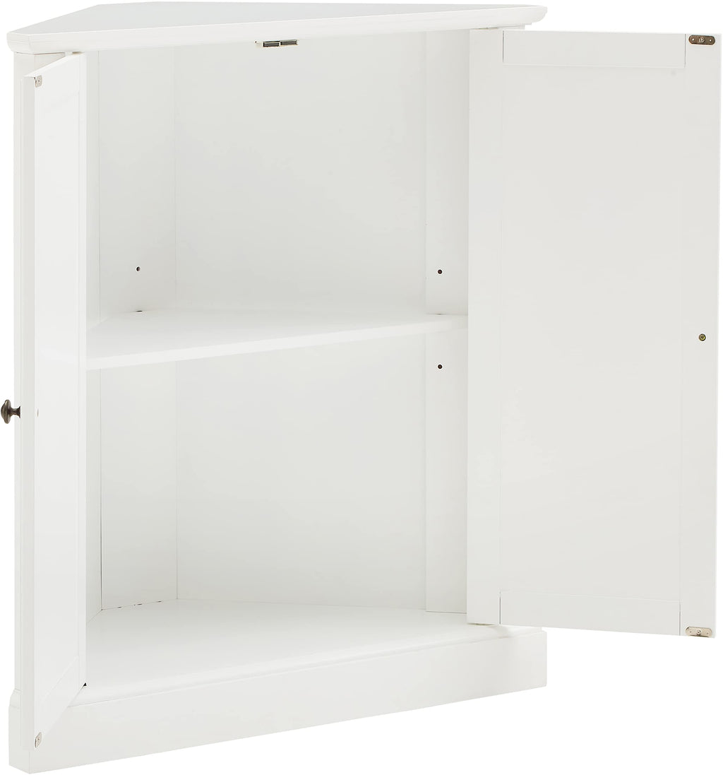 Crosley Furniture Shoreline Stackable Corner Pantry Storage Cabinet with Shelves, Kitchen, Dining, Laundry, White