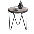 Acme Bage Round Wooden Top End Table in Weathered Gray Oak