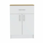 HomeRoots White - Light Oak Particle Board Ligh Oak and White Pantry Cabinet