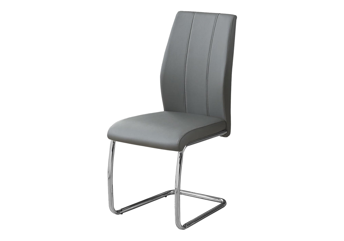 Monarch Specialties 2 Piece Dining Chair2Pcs/ 39 Inch  H/Grey Leatherlook/Chrome, 17.25 Inch  L X 20.25 Inch  D X 38.75 Inch  H