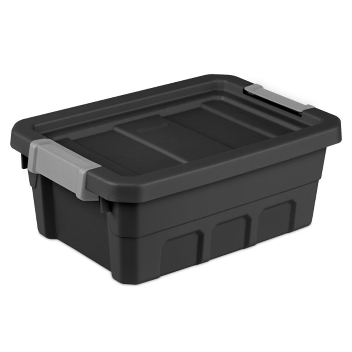 Sterilite 4 Gallon Plastic Stacker Tote, Heavy Duty Lidded Storage Bin Container for Stackable Garage and Basement Organization,