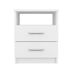 Nightstand 20&Quot; H, 2 Drawers, Open Shelf, Superior Top, White