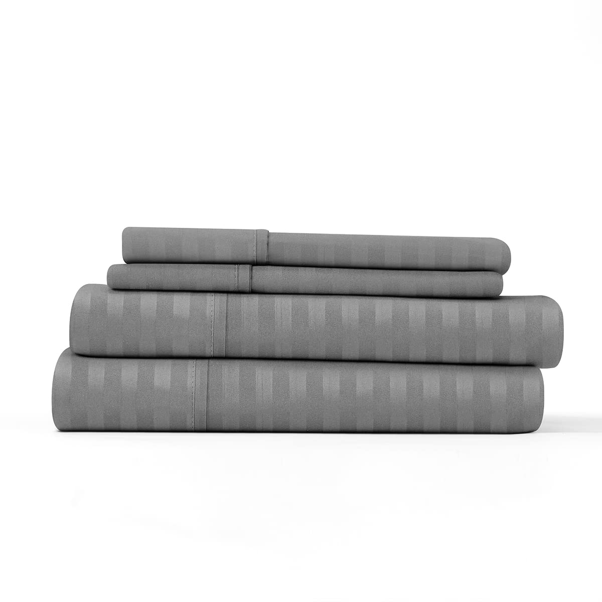 Ienjoy Home Embossed 4 Piece Sheet Set, Queen, Stripe Gray