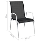 vidaXL Patio Dining Set 5 Piece Outdoor Garden Terrace Yard Patio Table and Chair Seating Seat Sitting Chair Dining Set Furniture Steel Black