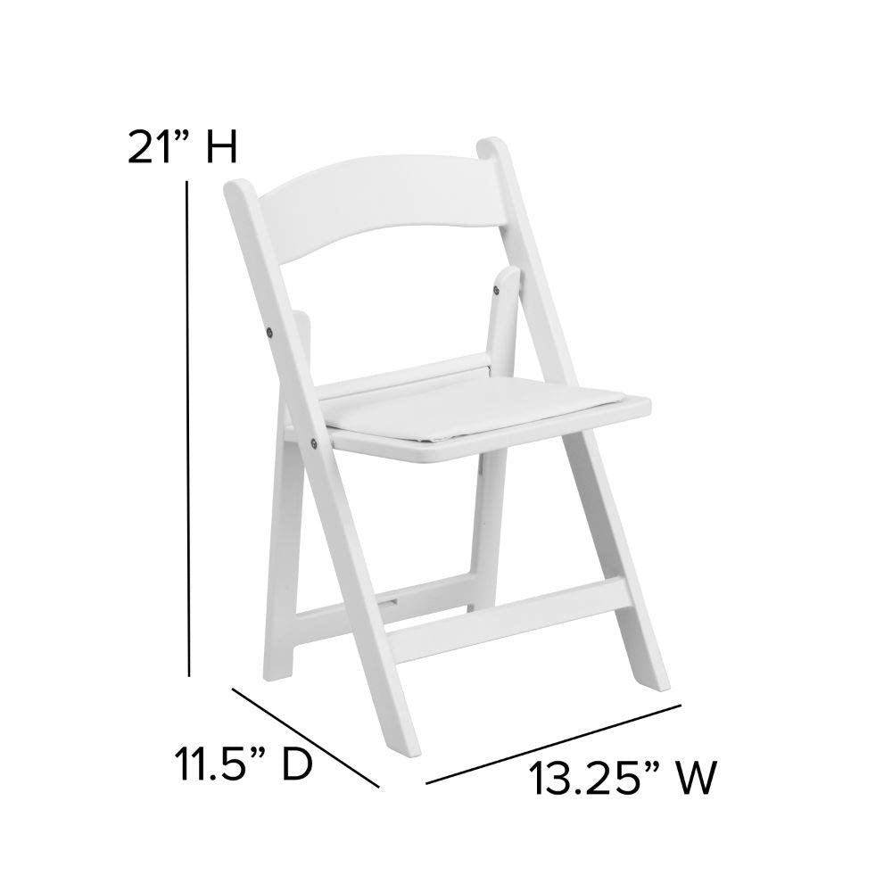 Flash Furniture Hercules Kids Folding Chairs With Padded Seats | Set Of 2 White Resin Folding Chair With Vinyl Padded Seat For Kids