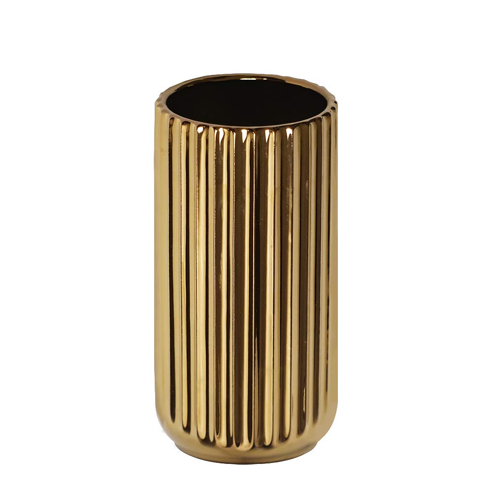 7 inch Gold Ceramic Flower Vase Home Decor Vase and Table Centerpieces Vase - Ideal Gifts for Friends and Family, Christmas, Wed