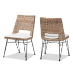 Baxton Studio Nafaro Gray Rattan Metal Dining Chair with Cushion 2-Piece Set