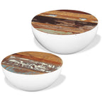 vidaXL Two Piece Bowl Shaped Coffee Table Set in Solid Reclaimed Wood and Steel Frame - Versatile, Durable, Uniquely Beautiful, Perfect for Any Living Room or Lounge