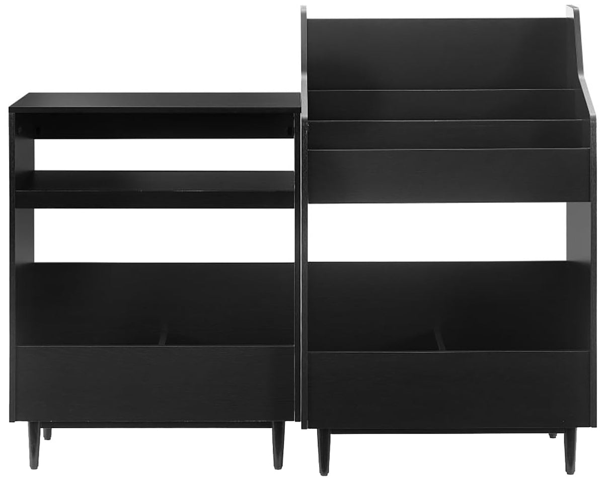 Crosley Furniture Liam 2-Piece Turntable Record Player Stand and Vinyl Storage, Mid Century Modern, Black