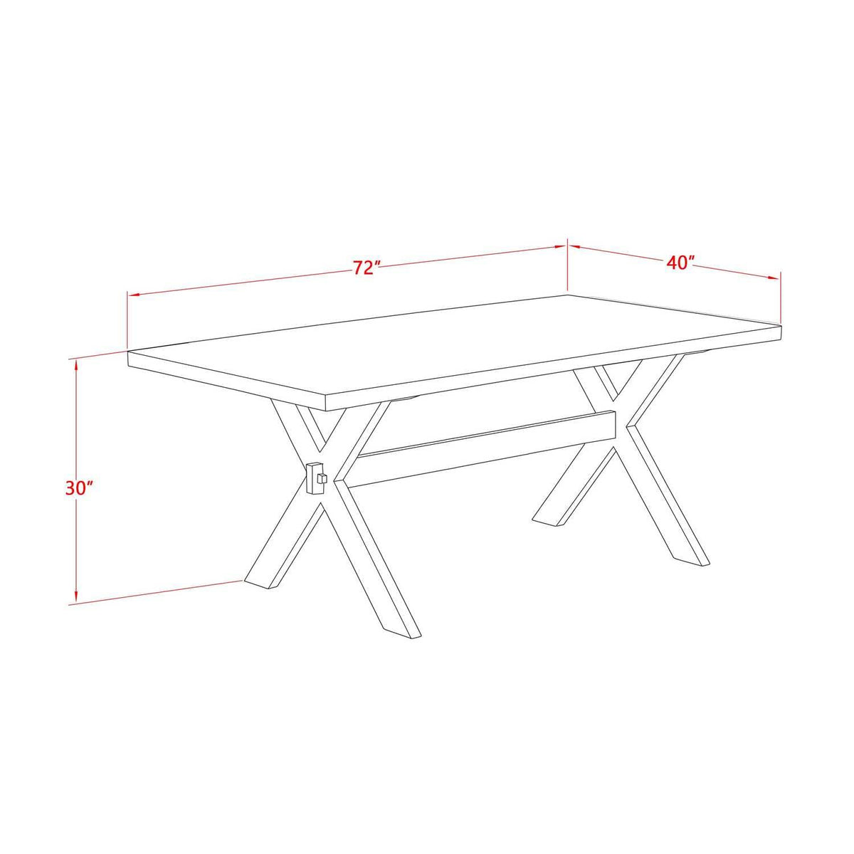 East West Furniture X727Mzn32-5 5 Piece Dining Room Furniture Set Includes A Rectangle Dining Table With X-Legs And 4 Light Beige Linen Fabric Upholstered Chairs, 40X72 Inch, Multi-Color