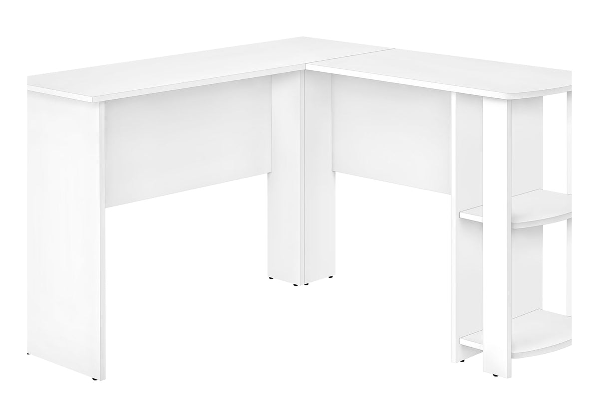Monarch Specialties I 7723 Computer Desk, Home Office, Corner, Storage Shelves, 48 Inch  L, L Shape, Work, Laptop, Laminate, White, C