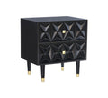 Two Drawer Geo Texture Nightstand Black