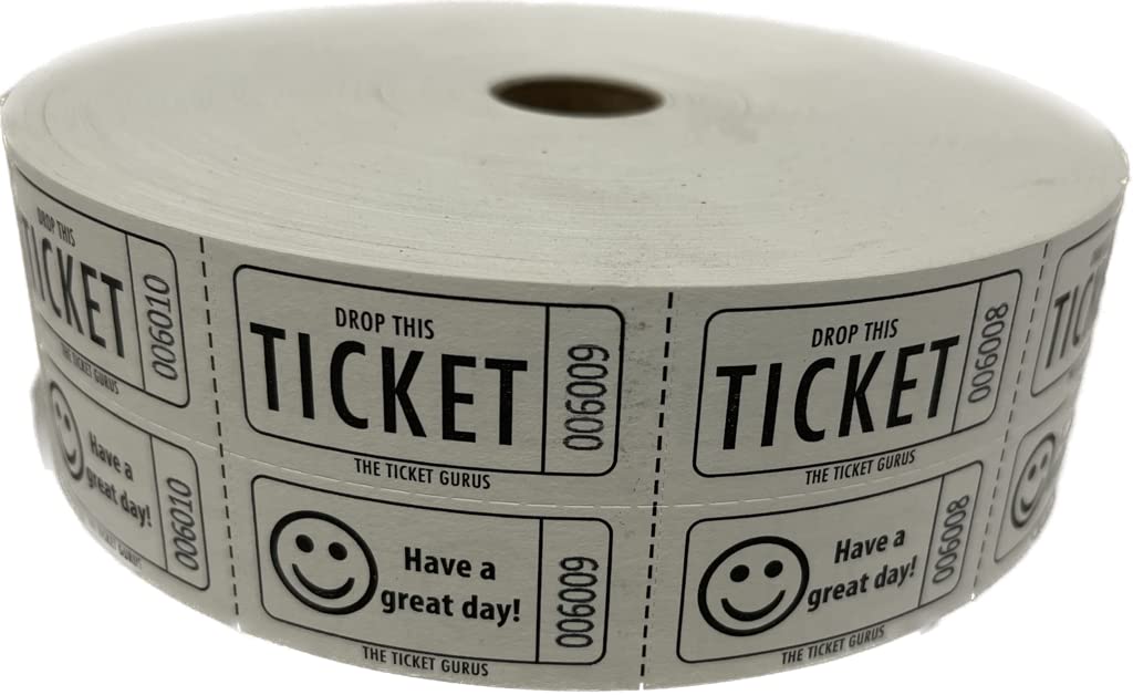 The Ticket Gurus Double Smile Raffle Tickets-2000/Roll (White)