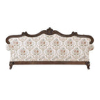 Acme Nayla Fabric Floral Upholstered Rolled Arms Sofa with 4 Pillows Walnut