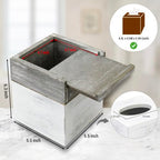 Mygift Vintage White And Distressed Gray Wood Square Bathroom Tissue Box Dispenser Holder Cover With Slide-Out Bottom Panel, 5.5