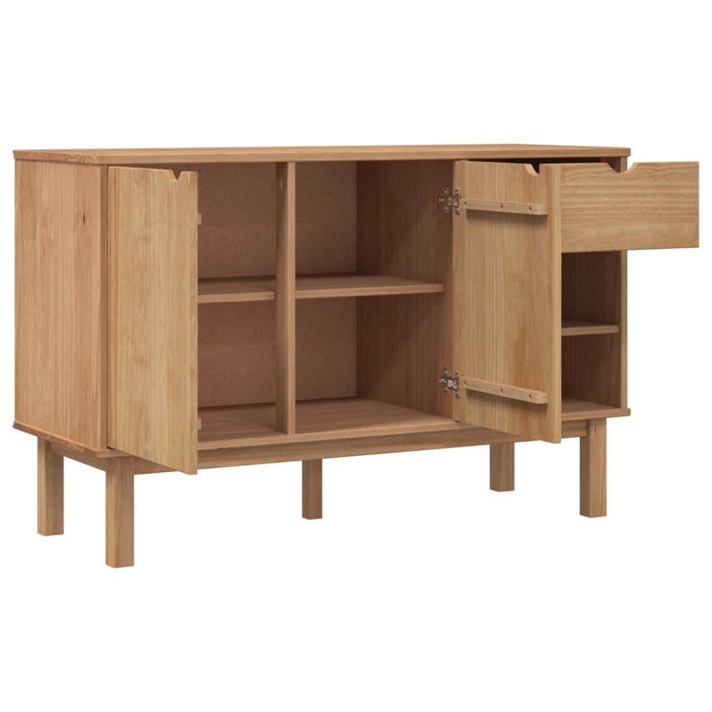 vidaXL OTTA Sideboard in Solid Wood Pine, Scandinavian Design, with Drawer and Compartment Storage, Measuring 44.9" x 16.9" x 28.9", Ideal for Organizing Essentials