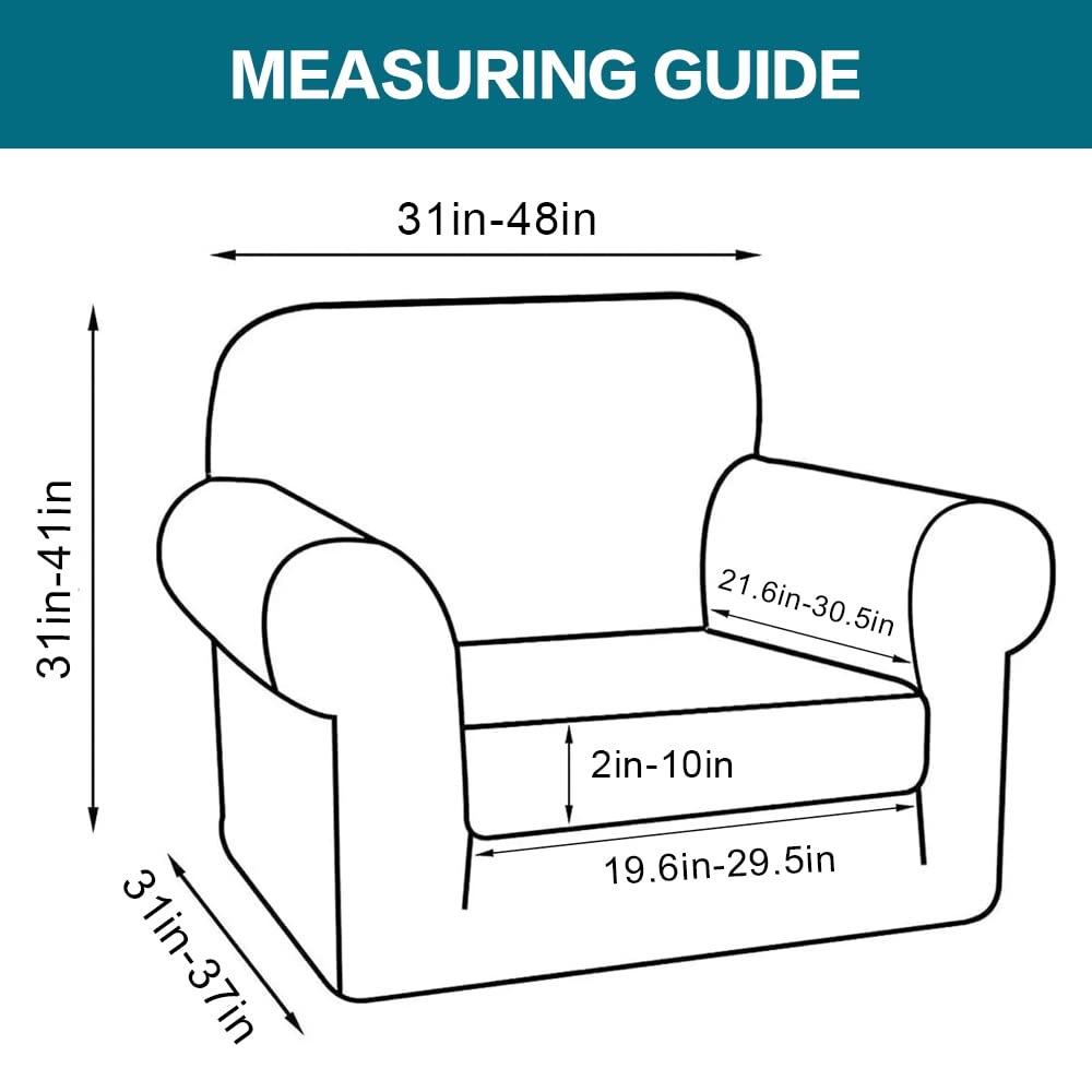 2 Piece Chair Covers Chair Slipcovers For Living Room Armchair Couch Cover Chair Sofa Cover With Individual Cushion Covers Furniture Cover For Chairs Feature Thick Jacquard Fabric (Chair, Navy)