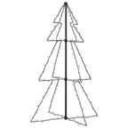 vidaXL Indoor and Outdoor Christmas Cone Tree - 160 LED Lights - 3x4 feet - Multicolor Lighting Effects - Easy Assembly and Mounting