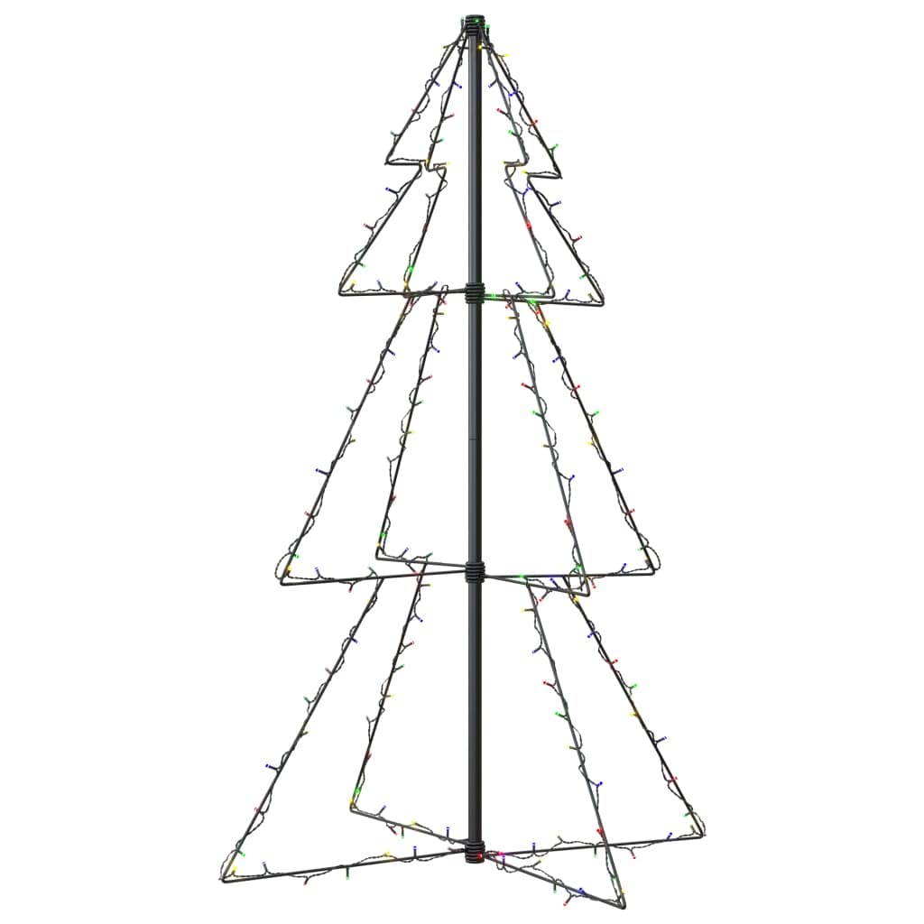 vidaXL Indoor and Outdoor Christmas Cone Tree - 160 LED Lights - 3x4 feet - Multicolor Lighting Effects - Easy Assembly and Mounting