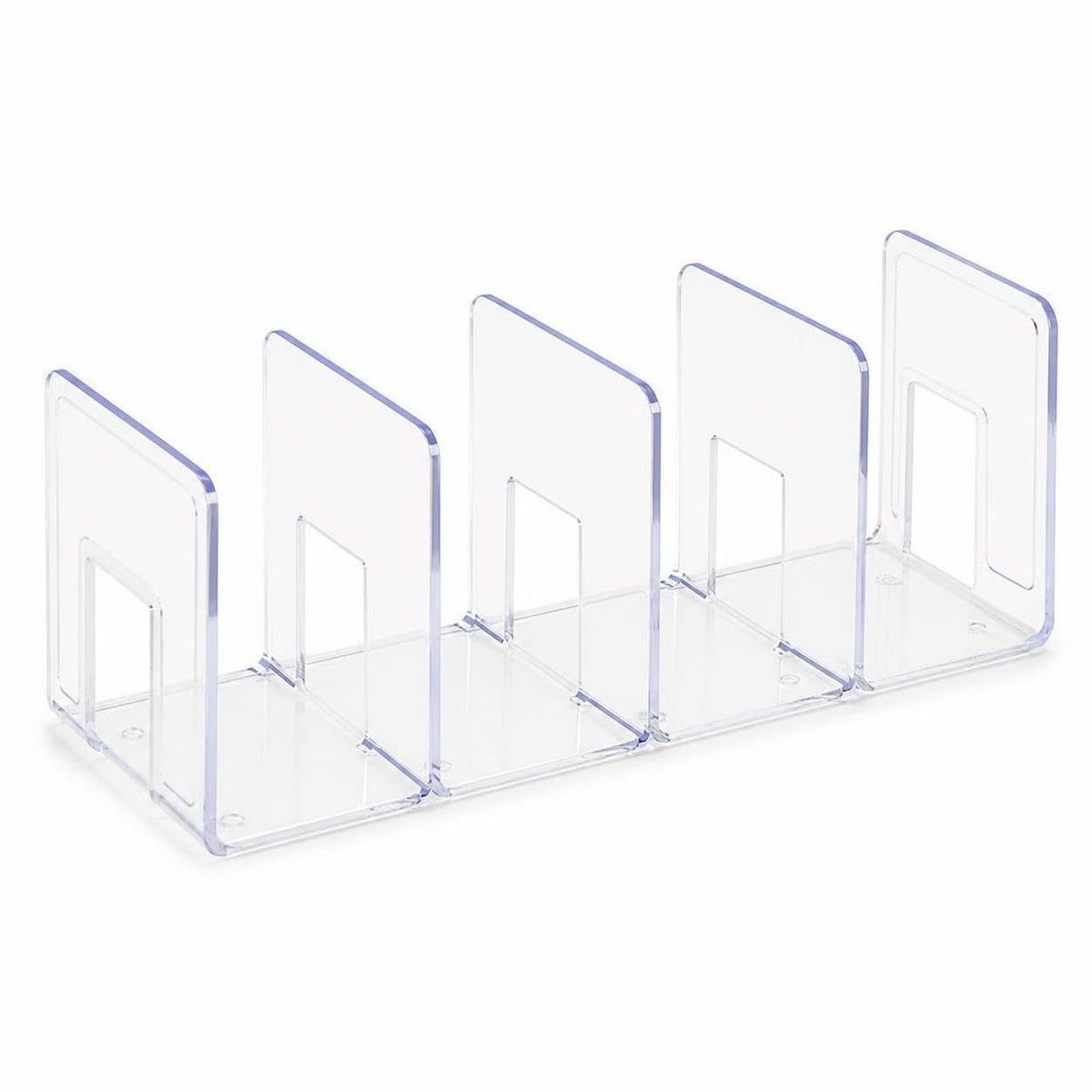 Zoomella Acrylic Bookend Set With 4 Compartments, Clear Desk Book Organizer For Home Office 32 * 14.4 * 13Cm 4Compartment Booke