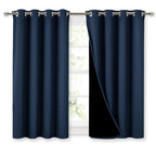 Nicetown 100% Blackout Curtains With Black Liners, Thermal Insulated 2-Layer Lined Drapes, Energy Efficiency Small Window Draper
