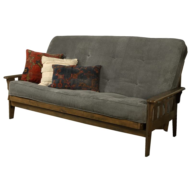 Kodiak Tucson Queen Futon Frame and Mattress Set - Wood Futon with Mattress Included in Thunder Gray Color