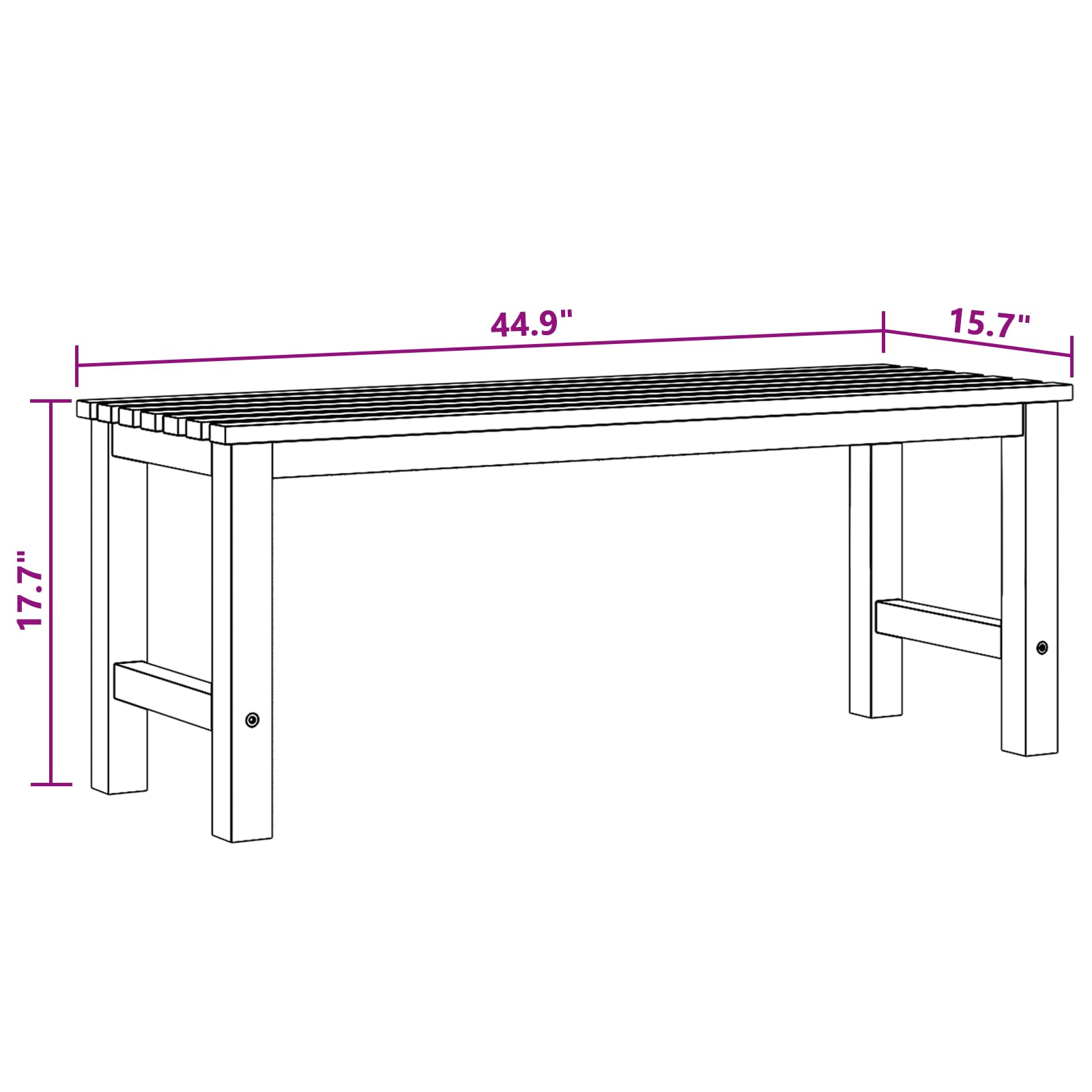 vidaXL Patio Bench in Solid Teak Wood - Weather-Resistant Outdoor/Indoor Wooden Garden Furniture, Seats 3, 44.9” Length, Easy Assembly