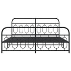 vidaXL Black King Metal Bed Frame with Headboard and Footboard - 76x79.9 - Modern Style - Bedroom Furniture