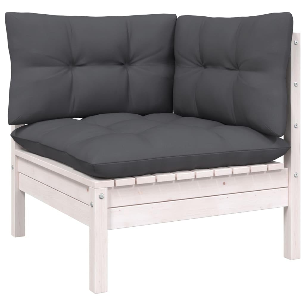 vidaXL Solid Pinewood Patio Lounge Set 5 Piece with Anthracite Cushions Garden Outdoor Lawn Yard Terrace Balcony Wooden Seat Seating Furniture
