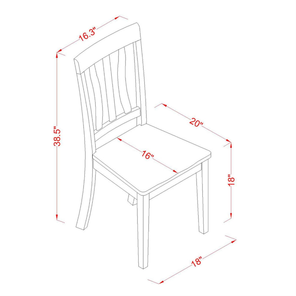 East West Furniture ANC-WHI-W Antique Dining Room Chairs - Slat Back Solid Wood Seat Chairs, Set of 2, Buttermilk & Cherry