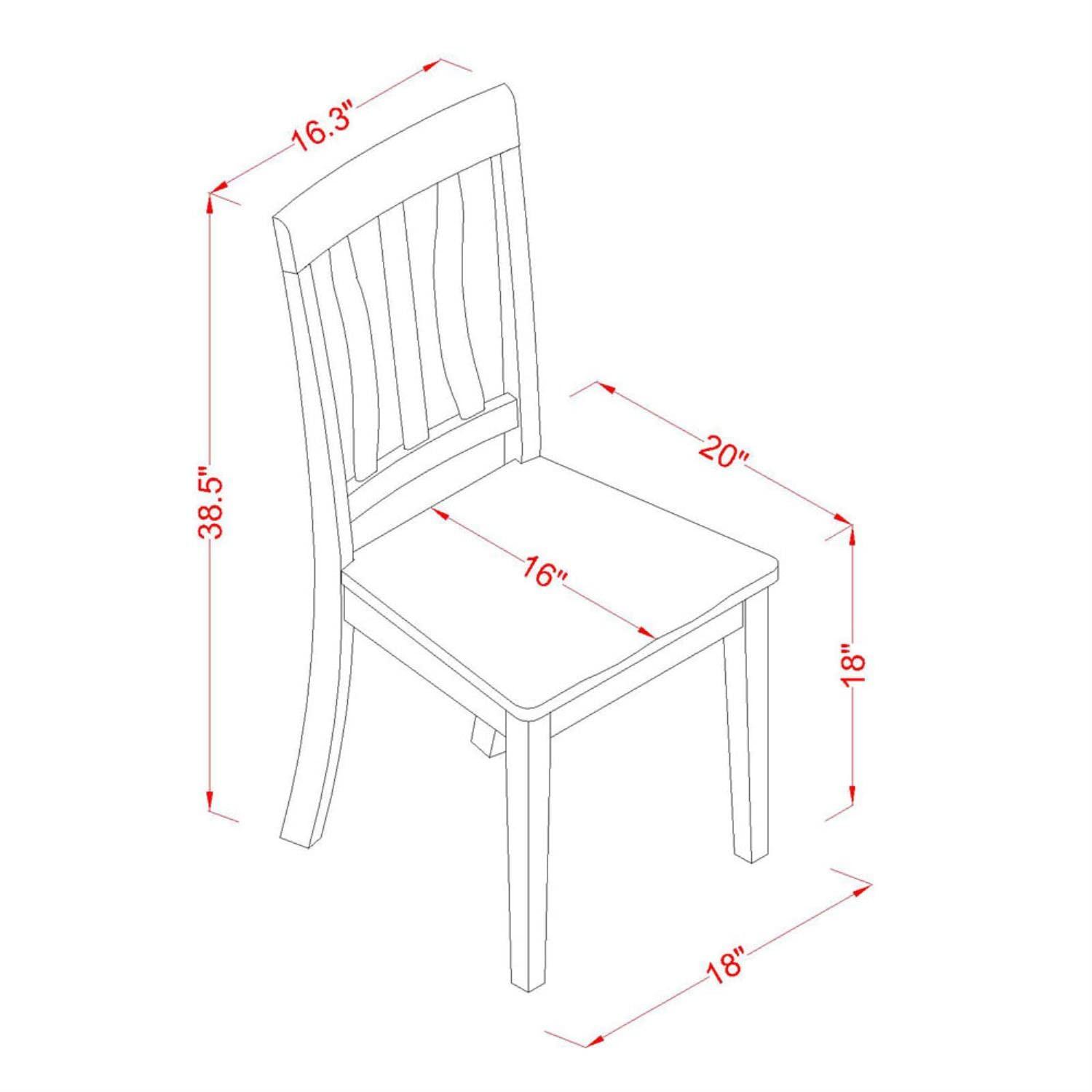 East West Furniture ANC-WHI-W Antique Dining Room Chairs - Slat Back Solid Wood Seat Chairs, Set of 2, Buttermilk & Cherry