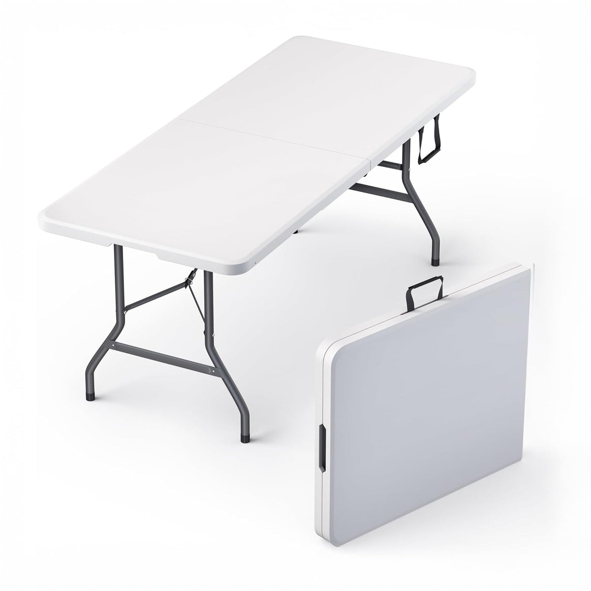 6 Feet Foldable Table with Built in Handle & Steel Legs | Heavy Duty Portable | Perfect for Party, Dining, Wedding, Events, Picn