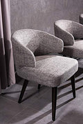 HomeRoots 31 Grey Fabric Upholstered Dining Chair with Wood Legs