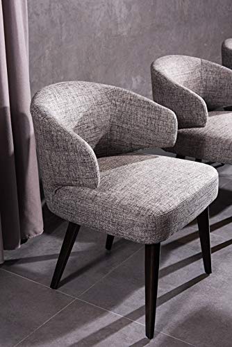 HomeRoots 31 Grey Fabric Upholstered Dining Chair with Wood Legs