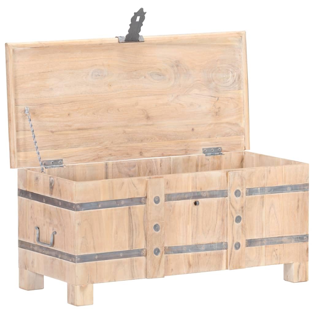 vidaXL Solid Acacia Wood Storage Chest with Flat Top Surface - Ample Storage Space, Unique Wood Grains, Easy-to-Carry Design