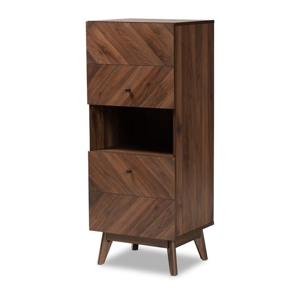 Baxton Studio Hartman Midcentury Modern Walnut Brown Finished Wood Storage Cabinet