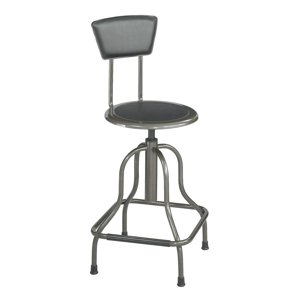Safco Diesel Industrial Stool with Back STOOLHI BASEWBAcKPWT 3245001 (Pack of 2)