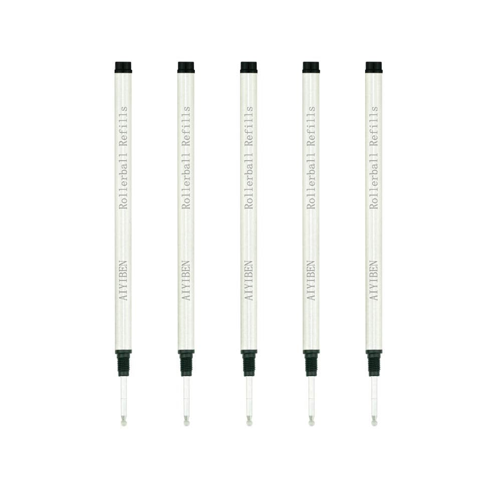 Rollerball Pen Refills - Smooth Writing German Ink And Fine 0.5 Mm Threaded Rolling Ball Refills (5 X Black)