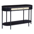 Acme Furniture Oval Sofa Table with Open Shelf, Black