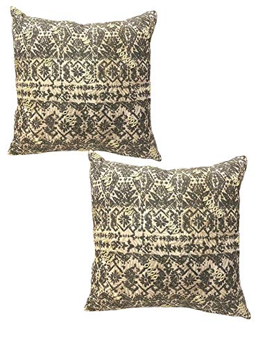 House Of Silko Mirror Embroidered Fancy Cream And Grey Cushion Cover For Home Decoration (Size16 X 16) Set Of 2