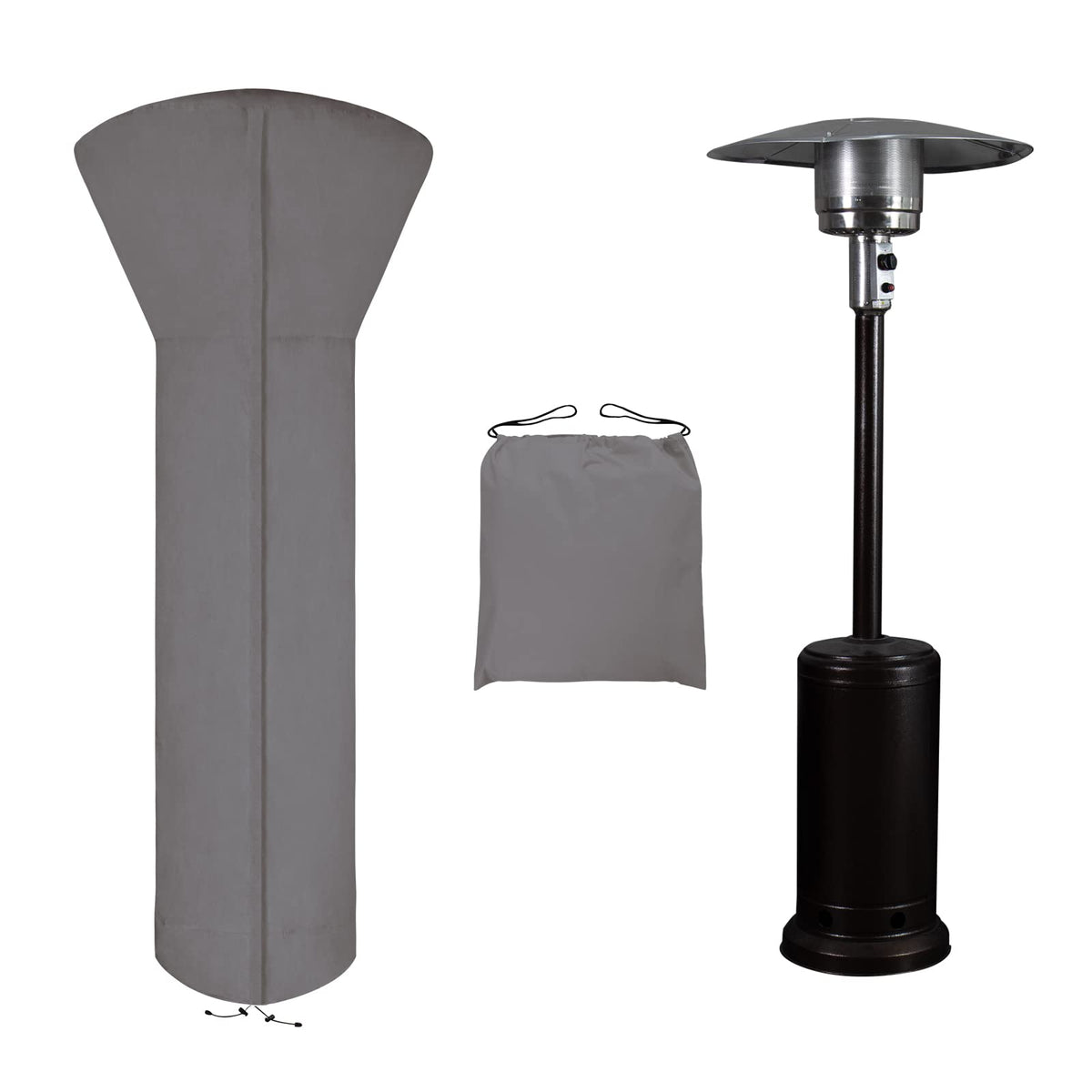 Easy-Going Patio Heater Cover With Zipper And Storage Bag, Waterproof Outdoor Heater Cover Dustproof, Uv-Resisant, Wind-Resistant (89'H X 33'D X 19'B, Grey)