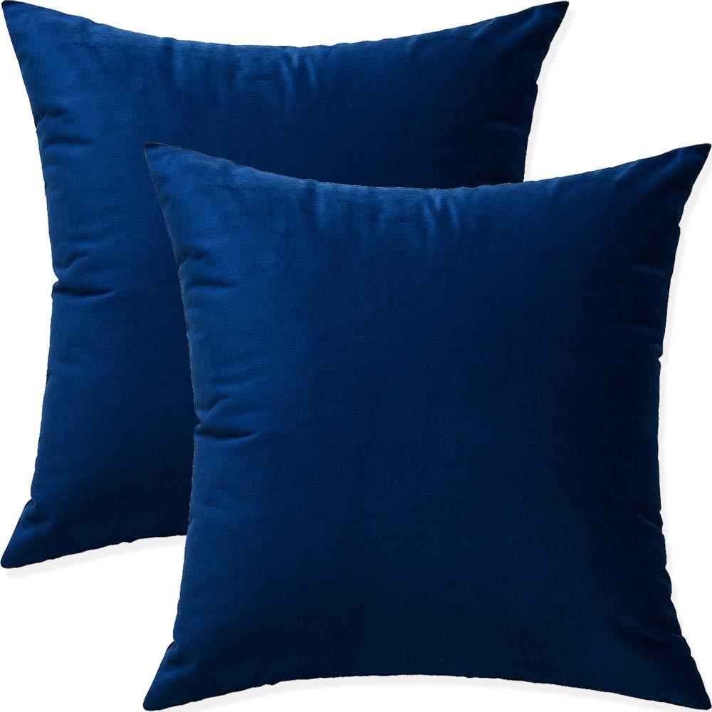 Artaimee Navy Blue Throw Pillow Covers 18X18 Pack Of 2 Velvet Sofa Bed Couch Cushion Case 45X45