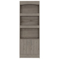 Dozza Bookcase with 3 Shelves, Double Door Cabinet, and Metal Handles, Light Gray