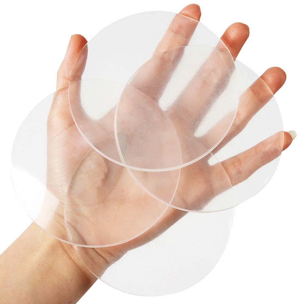 Door Knob Wall Shield, Transparent Round Soft Rubber Wall Protector Self Adhesive Door Handle Bumper (Large Round 3.54' 4Pcs, C
